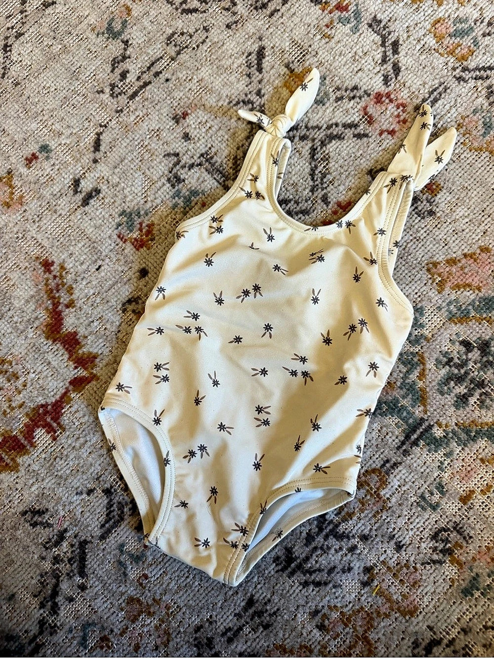 Floral One-Piece Swimsuit in Yellow & White
